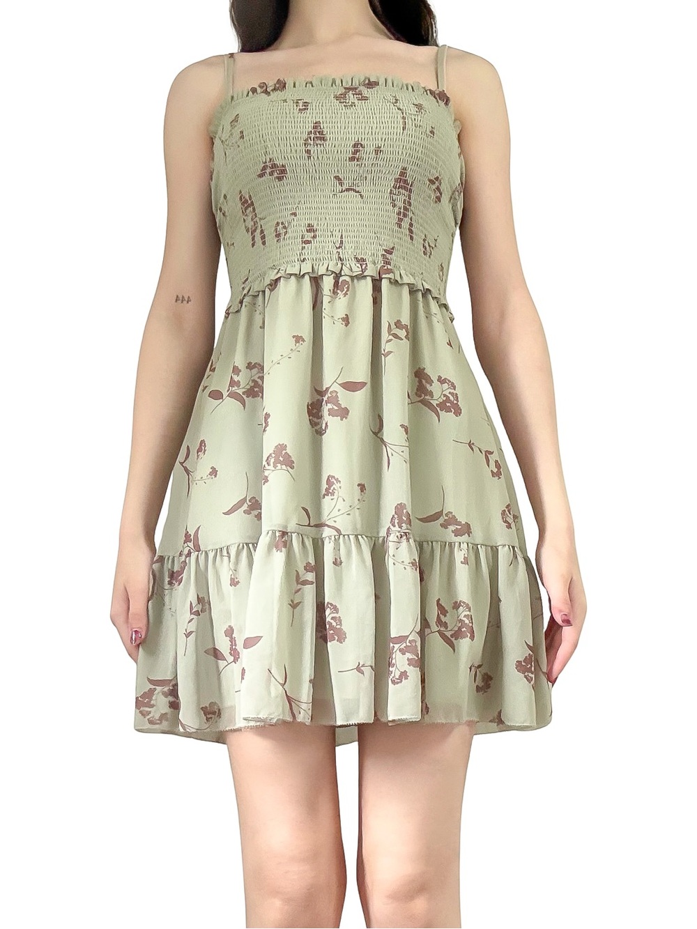 WILFRED Tempest Sleeveless Mini Dress Floral Green Size XS GUC - Picture 1 of 13